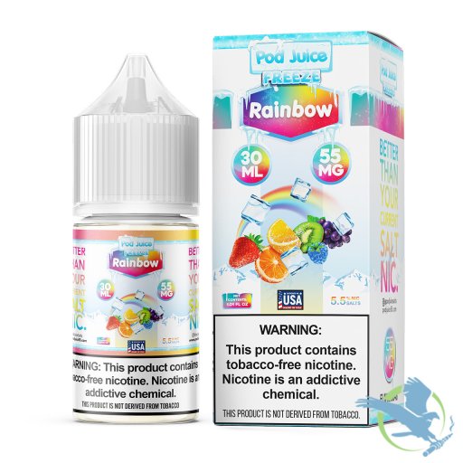 Pod Juice ICED Synthetic Nicotine Salt E-Liquid 30ml (Rainbow Freeze) 55mg