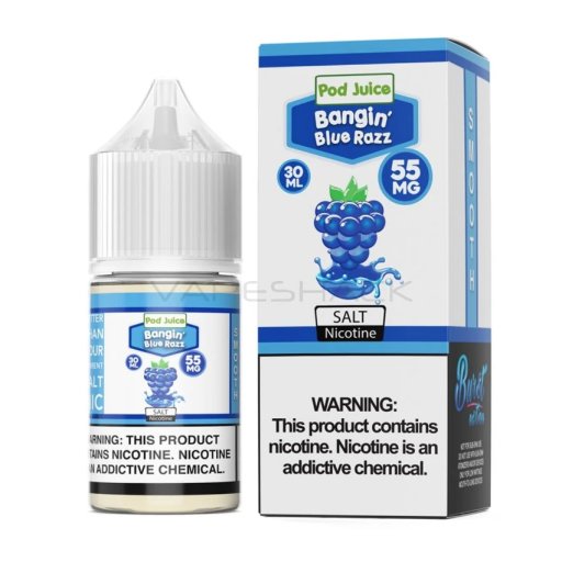Pod Juice Synthetic salt nicotine E-liquid 30ml (Bangin Blue Razz) 35mg