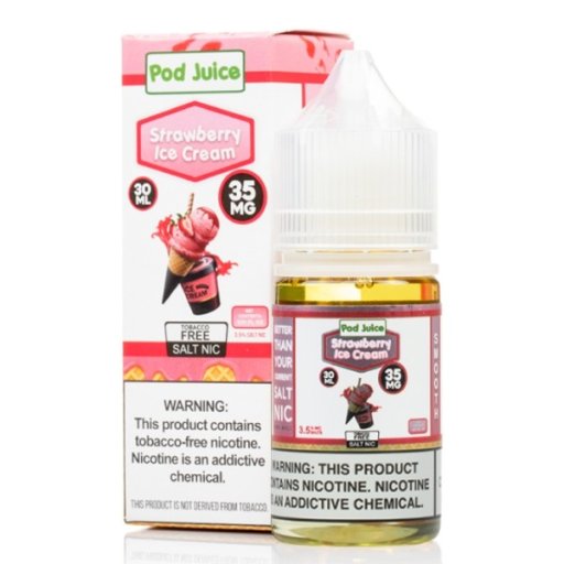 Pod Juice Synthetic salt nicotine E-liquid 30ml (Strawberry Ice Cream) 35mg