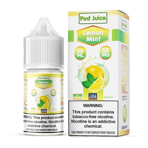 Pod Juice Synthetic salt nicotine E-liquid 30ml (Lemon Mint) 55mg