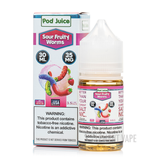 Pod Juice Synthetic salt nicotine E-liquid 30ml (Sour Fruity Worms) 35mg