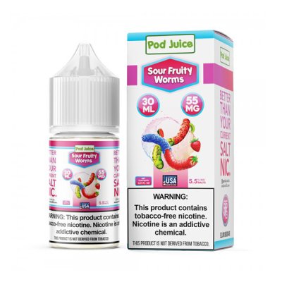 Pod Juice Synthetic salt nicotine E-liquid 30ml (Sour Fruity Worms) 55mg