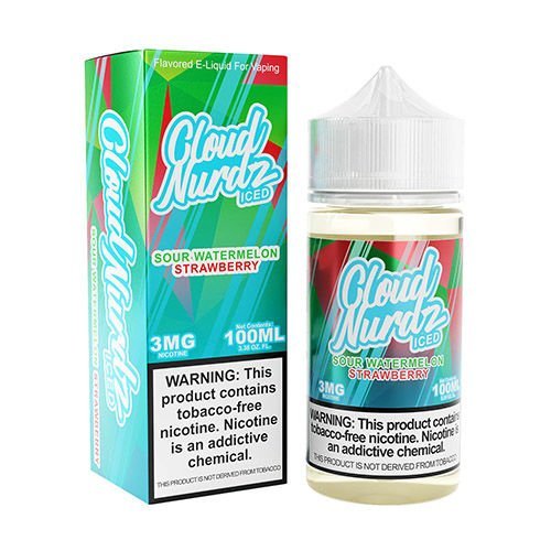 Cloud Nurdz ICED Tobacco-Free E-Liquid 100ml (Sour Watermelon Strawberry) 3mg