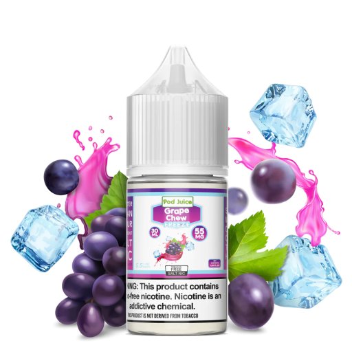 Pod Juice ICED Synthetic Nicotine Salt E-Liquid 30ml (Grape Chew Freeze) 35mg