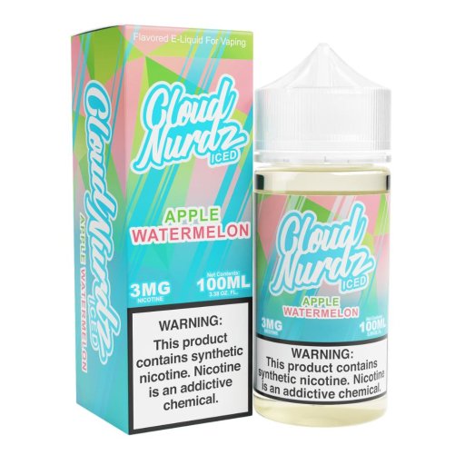 Cloud Nurdz ICED Tobacco-Free E-Liquid 100ml (Watermelon Apple) 3mg