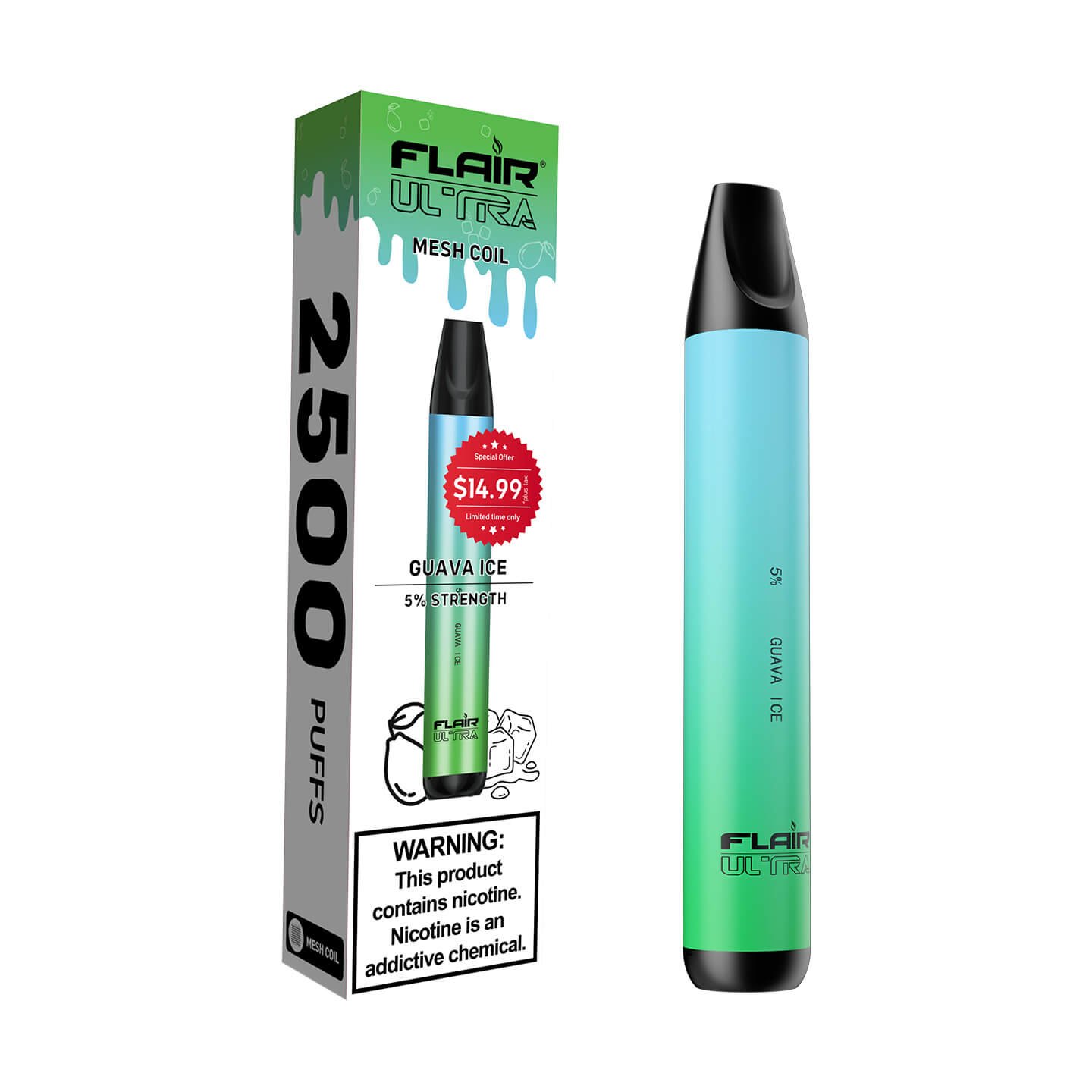 Flair Ultra Disposable Devices (Guava Ice - 2500 Puffs) - VapeShire